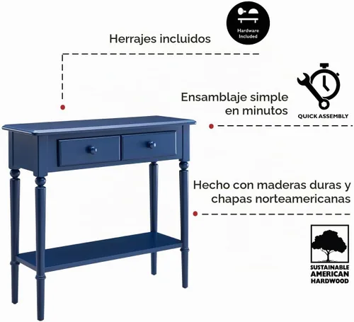 Vista 10 de Leick Home Mesa consola Costal, 30 pulgadas, azul marino