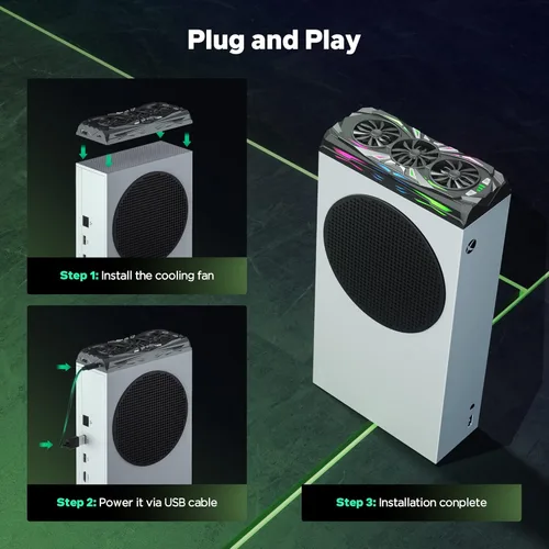 Vista 6 de Wiilkac Ventilador de refrigeración para Xbox Series S, luces RGB con 12 modos de luz, 3 ventiladores de refrigeración silenciosos con 3 velocidades