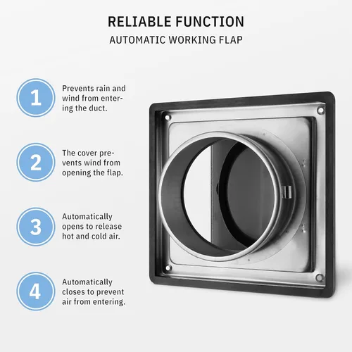 Vista 4 de HWG - Cubierta de ventilación de secadora de 4 pulgadas para exteriores, campana de ventilación de pared de acero inoxidable con solapa por