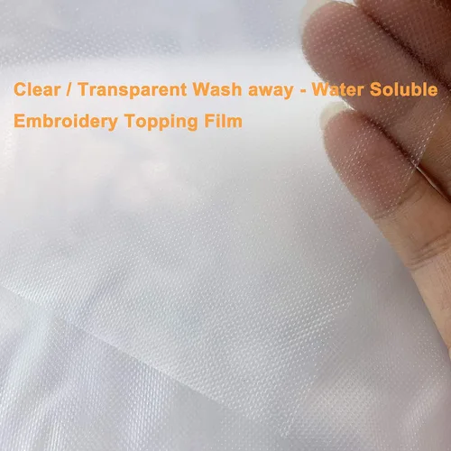 Vista 2 de New Brothread Peso Ligero Transparente Lavable - Película de Acabado de Bordado Soluble en Agua - Rollo de 10"x10 Yardas - Corta en Varios Tamaños