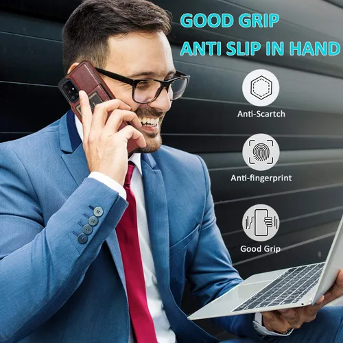 Vista 7 de Funda de teléfono para Samsung Galaxy A71 5G con protector de pantalla de vidrio templado y tarjetero para tarjetas de crédito, soporte de piel