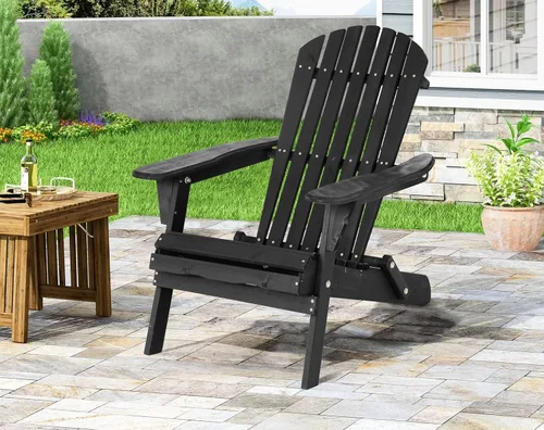 Silla plegable Adirondack, silla de césped resistente a la intemperie, sillas modernas para fogatas al aire libre, sillas para patio, césped, Negro