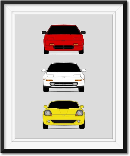Vista 17 de Custom Car Posters Póster hecho a mano compatible con Toyota Evolution Print Wall Art Décor Best of Toyota Generations, multicolor, 8 x 10 pulgadas