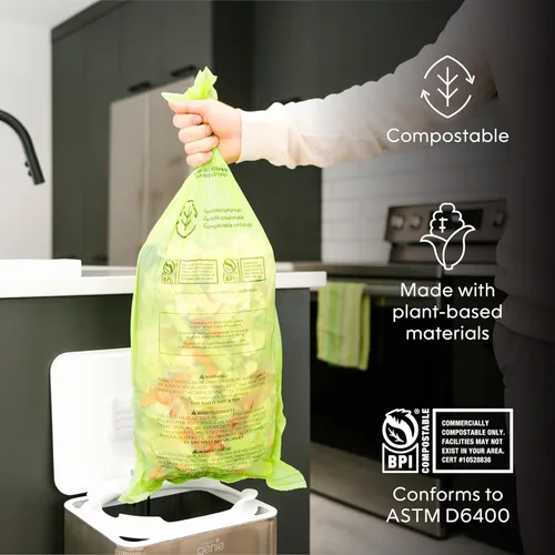 Vista 10 de Contenedor de compost de cocina, negro de acero inoxidable grande, 3.6 galones, compostaje sin olor para interiores, manos libres, piezas lavables