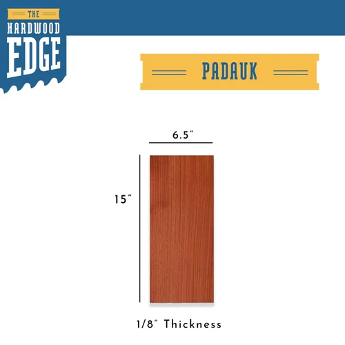 Vista 2 de Padauk Tablones de Madera Dura - Paquete de 2 Tablones de Madera Padauk Sin Terminar - 18'' (3mm) 100% Madera Dura Pura - Tablones para Grabado
