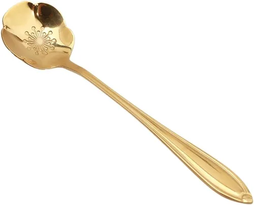 Vista 5 de Juego de 8 cucharas creativas de acero inoxidable, cuchara de café, cuchara de café, cuchara agitadora (dorado)