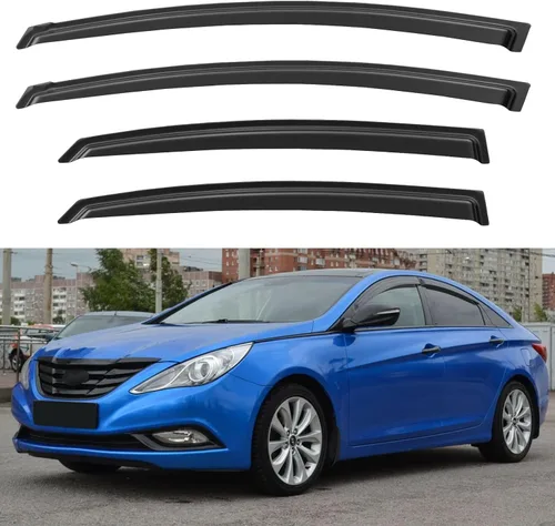 Vista 34 de YQAUTEC - Viseras para ventana, protectores contra la lluvia, compatibles con Subaru WRX 2015-2021, deflectores de viento para ventanas, viseras