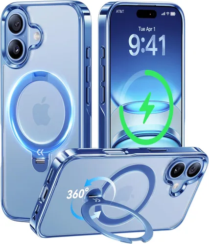 Vista 32 de CASEKOO Funda de titanio para iPhone 14 Pro Max con anillo de soporte magnético giratorio de 360° para MagSafe, protección militar contra caídas