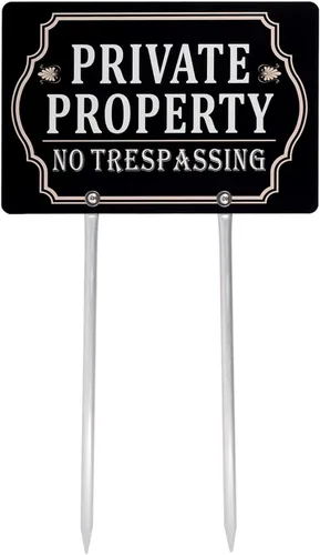 Vista 8 de Kichwit Señal de propiedad privada No Trespassing de doble cara, aluminio, letrero de no trespassing para suelo, mide 12 x 8 pulgadas, estacas