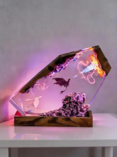 Lámpara de resina Dragon Knight con diseño de caballero dragón, regalo hecho a mano, letrero LED de rayo neón, decoración en forma de luz para Azul