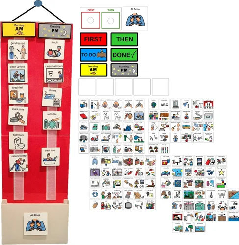 Vista 17 de Programa visual para niños – 133 tarjetas de plástico duraderas con imágenes y monedas de lazo suave Tabla de rutina diaria y recompensas por 2