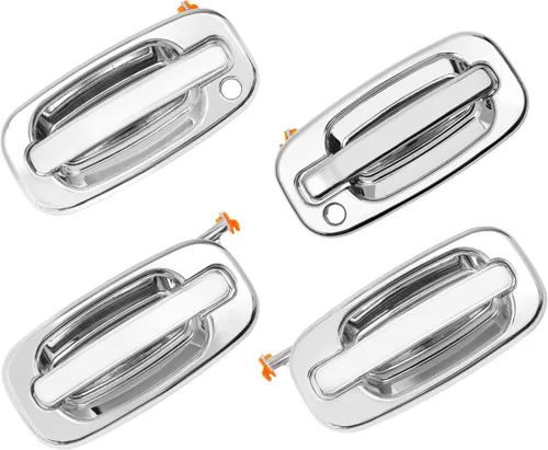 Vista 9 de Manijas de puerta exteriores, todo cromado, compatible con Chevy Silverado Suburban Tahoe Avalanche 1999-2007, GMC Sierra Yukon, Cadillac Escalade
