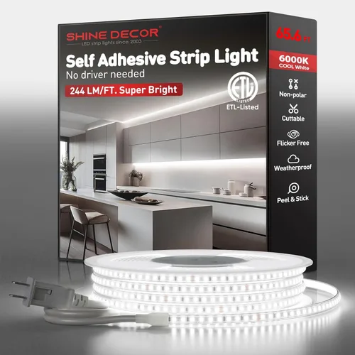 Vista 16 de Shine Decor Tira de Luces LED Súper Brillante 4000LM, Plug & Play, 120V, Sin Driver, Cableado Fácil, Sin Parpadeo, Resistente a la Intemperie