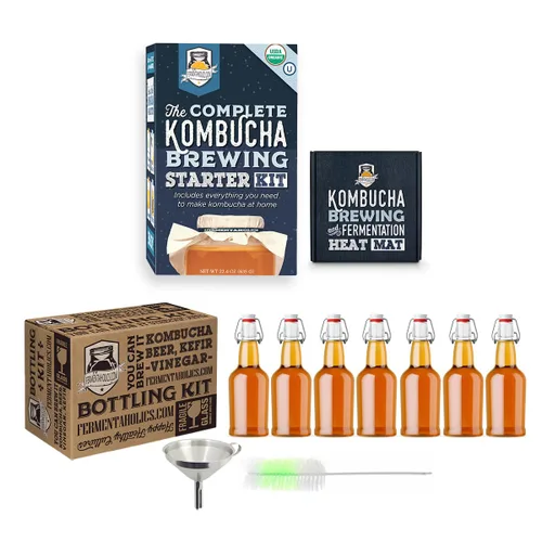 Vista 10 de Fermentaholics Kombucha Brewing Starter Kit – USDA Certified Organic SCOBY & Tea, kit completo de fabricación de kombucha casero con cultivo