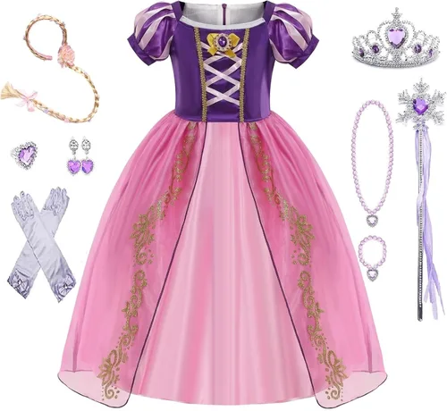 Purple Princess Dresses for Girls Toddler Costume for Girls Kids Dress Up clothes with Accessories Birthday Cosplay Christmas