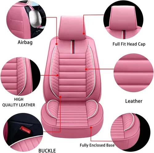 Vista 5 de Juego completo de fundas de asiento de automóvil para 6 fundas de asiento delantero y trasero de cuero para asientos delanteros y traseros, 5