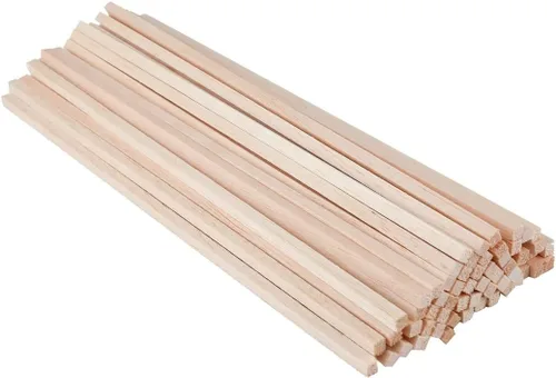 Vista 11 de Paquete de 12 varillas cuadradas de madera de 1/2 x 1/2 x 12 pulgadas, madera natural sin terminar para Cricut, hacer modelos de casa, avión, barco