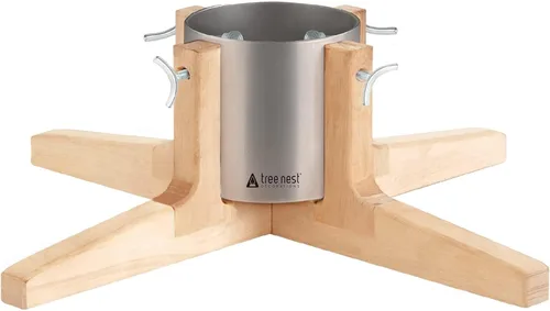 Vista 10 de Tree Nest Base de soporte para árbol de Navidad para árbol real de hasta 7 pies, soporte plateado para árbol de Navidad, estable para decoración
