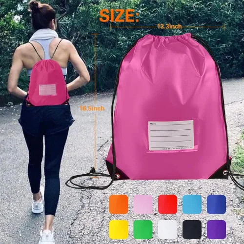 Vista 5 de CODOBON La mochila del cordón dibuja el bolso del poliéster de la cincha de los bolsos de la cuerda para, Rosado, 40 ES