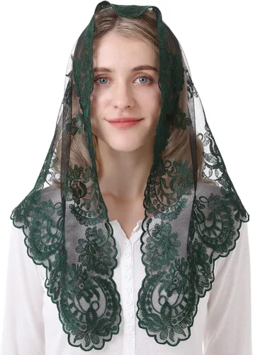 Vista 13 de Velo de encaje Mantilla Iglesia Católica Capilla Velo Cabeza Cubrir Misa Latina Blanco
