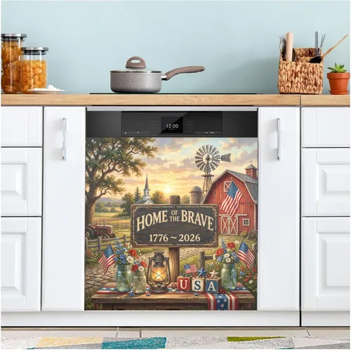 Vista 18 de 4th of July Cowboy Red Print Dishwasher Magnet Cover Decorative Magnetic Sticker Refrigerator Panel Door Decal for Kitchen Home Cabinet 23" W * 26" H