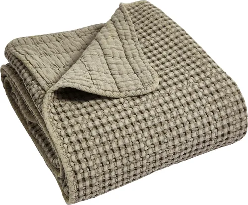 Vista 19 de Levtex Home - Colección Mills Waffle - Manta - Waffle de algodón Adobe - Tamaño de la manta 50 x 60 pulgadas.