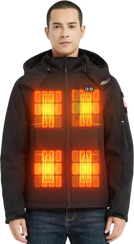 CAFORU Heated Jackets for Men and Women, Electric Insulated Coats with Detachable Hood and Battery Pack Included