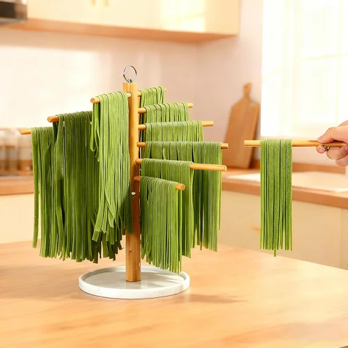 Vista 3 de Escurridor de pasta con varita de transferencia y 7 barras, estante de secado de fideos fácil de transferir para secar pasta y cocinar, diseño
