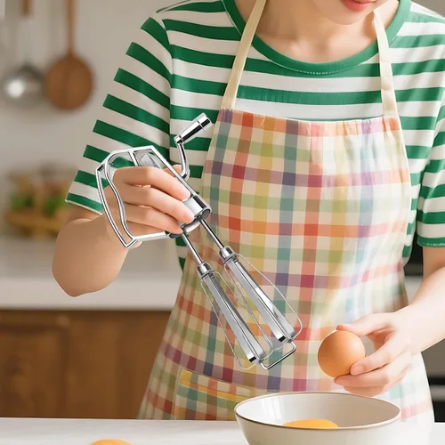 Vista 4 de Generic Stainless Steel Manual Beater, Ergonomic Hand Crank Mixer With Dual Beaters, Perfect For Whisking And Beating, Essential Kitchen Gadget