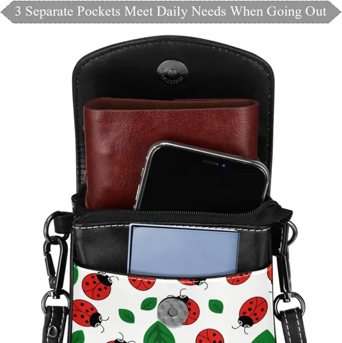 Vista 3 de Bolso cruzado pequeño de mariquita para teléfono celular