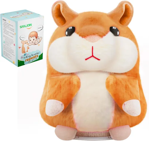 SANJOIN Juguetes para niños pequeños de 2 a 4 años, hámster parlante repite lo que dices para niños y niñas, juguete interactivo de peluche que