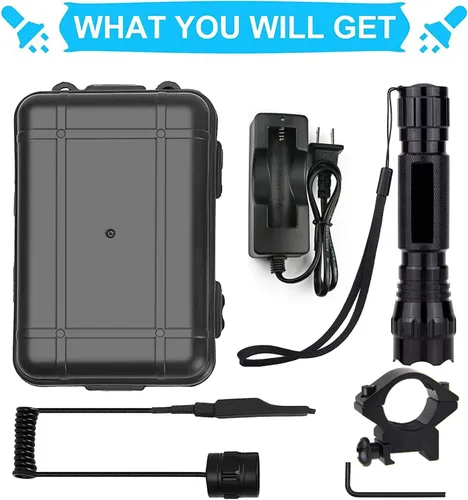 Vista 8 de WINDFIRE Linternas verdes de depredador LED Coyote Hog Varmint Luces de caza táctico Rifle linterna antorcha con montaje en riel Picatinny