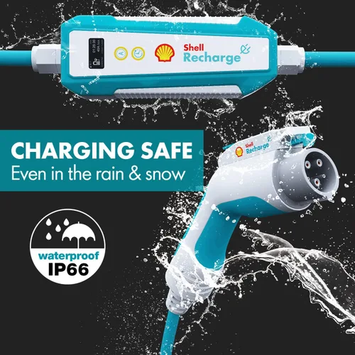 Vista 4 de SHELL Cargador de vehículo eléctrico Nivel 2 Cargador EV de carga rápida de 40 amperios 240 V EV Estación de carga para el hogar con cable de 30