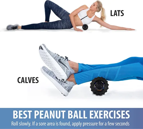 Vista 9 de Zyllion Bola de masaje vibratoria de maní con 4 modos - Rodillo masajeador eléctrico inalámbrico recargable de tejido profundo para aliviar el dolor