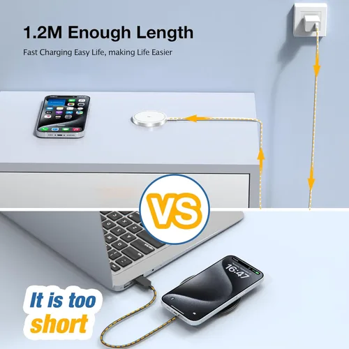 Vista 7 de Cargador inalámbrico magnético para iPhone: cargador seguro Mag almohadilla de carga rápida compatible con iPhone 15 14 13 12 Pro Max Plus y Airpods