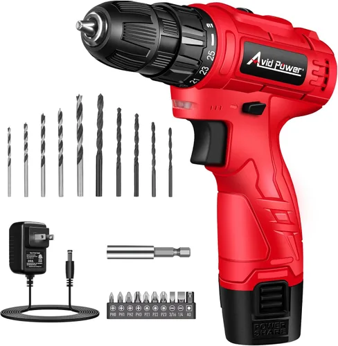 Vista 10 de AVID POWER Juego de taladro eléctrico sin escobillas, control de 2 velocidades, portabrocas sin llave de 3/8 pulgadas y 25+1 posiciones, kit