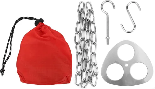 Vista 2 de Parrilla de trípode para fogata, trípode de campamento, portátil, de acero inoxidable, para colgar en macetas, juego de comedor al aire libre