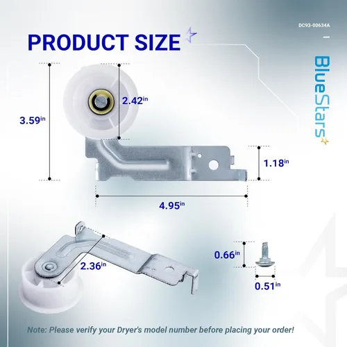 Vista 2 de [Rodamientos de Bolas Dobles Mejorados] Polea Tensora de Secadora BlueStars DC93-00634A con Clip Resistente – Compatible con Secadoras Samsung