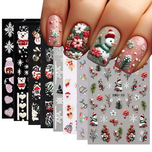 Vista 14 de 8 hojas de calcomanías de uñas de Halloween con diseños de fantasmas lindos, calabaza, araña, telaraña, sangre, llama 3D, autoadhesivas, Otoño