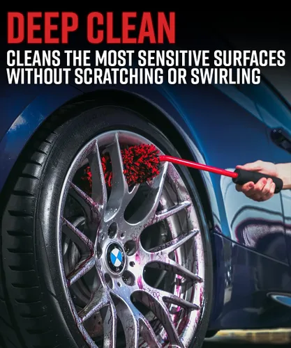 Vista 5 de Adam's Polishes Cepillo de limpieza de ruedas angular para detalles - Cepillo de limpieza de ruedas para coche Uso con limpiador de ruedas