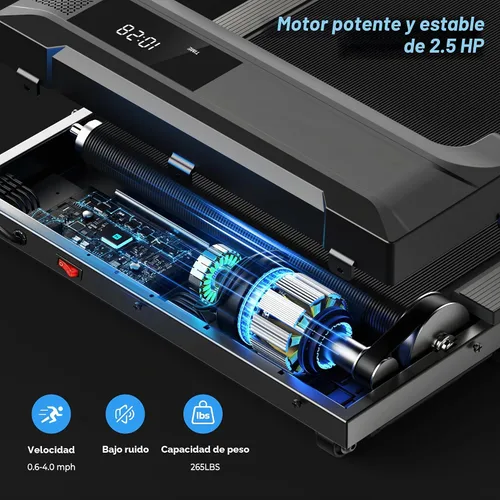 Vista 2 de Walking Pad Treadmill for Home - Under Desk Treadmills Mini Portable Walking Running Machine Slim Compact Small Lightweight Motorized Electric Negro