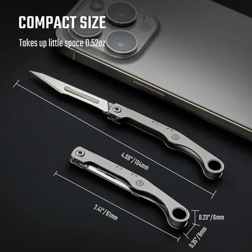Vista 6 de KeyUnity KK13 Cuchilla de Utilidad de Precisión para Manualidades Mango de Titanio Mini Herramienta de Corte para Artes Manualidades Proyectos