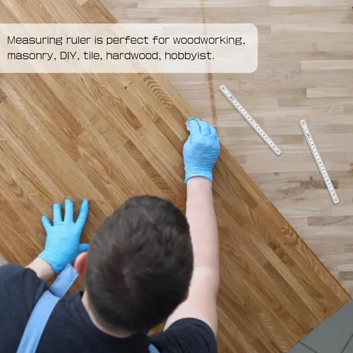 Vista 4 de Regla de madera plegable, regla plegable de carpintero, regla de construcción compuesta, regla de palo de patio, herramienta de varilla de medición
