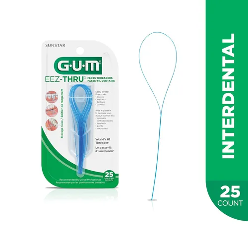 Vista 2 de GUM EEZ-Thru Floss Threaders, Dental Flossers for Braces, Bridges, & Implants