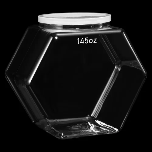 Vista 9 de Uiifan 1 Pieza Tarro Hexagonal de Plástico para Dulces con Tapa Tarro de Galletas Recipientes Hexagonales Transparentes para Dulces para Aperitivos