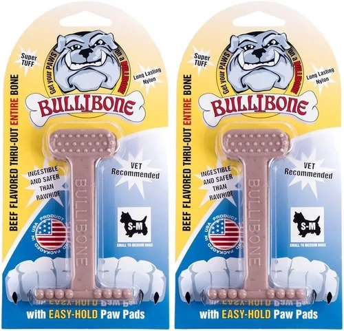 Vista 36 de Bullibone Juguete masticable de nailon para perros masticadores agresivos, hueso de higiene dental con sabor a tocino, juguetes duraderos