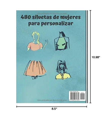 Vista 3 de Cuaderno Diseño de Moda Cuaderno de bocetos para crear sus estilos de moda 480 siluetas de mujeres para personalizar modelo femenin idea
