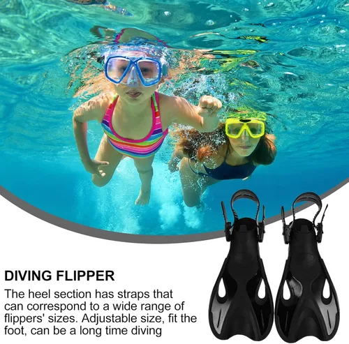 Vista 4 de VANZACK Aletas de natación cortas ajustables para TPR Open Toe Snorkeling Aletas Cómodo Entrenamiento Natación Regazo