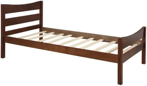 Vista 7 de Base de cama individual de madera moderna con cabecero, marco de cama de plataforma tamaño individual, camas individuales, cama individual