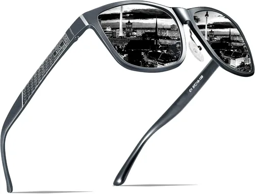 Vista 18 de ATTCL Polarized Sunglasses Men Al-Mg Metal Ultralight UV400 for Driving Verde/Gris (Army Green-Grey)